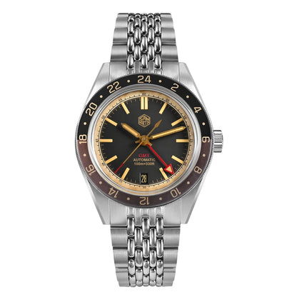Orologio da uomo automatico San Martin 39.5mm Limited Edition con quadrante Full Lume, NH34 GMT, data a ore 6, 10Bar, Kol Saati di lusso SN0116W
