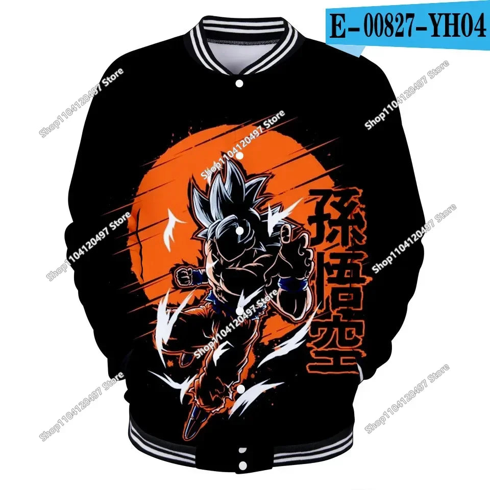 Neue japanische Anime Dragon Ball Z College-Jacke für den Herbst, lässiger Sweatshirt-Hoodie-Mantel, Marken-Baseballjacke