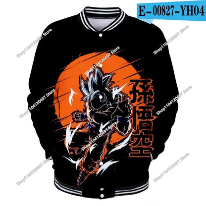 Neue japanische Anime Dragon Ball Z College-Jacke für den Herbst, lässiger Sweatshirt-Hoodie-Mantel, Marken-Baseballjacke