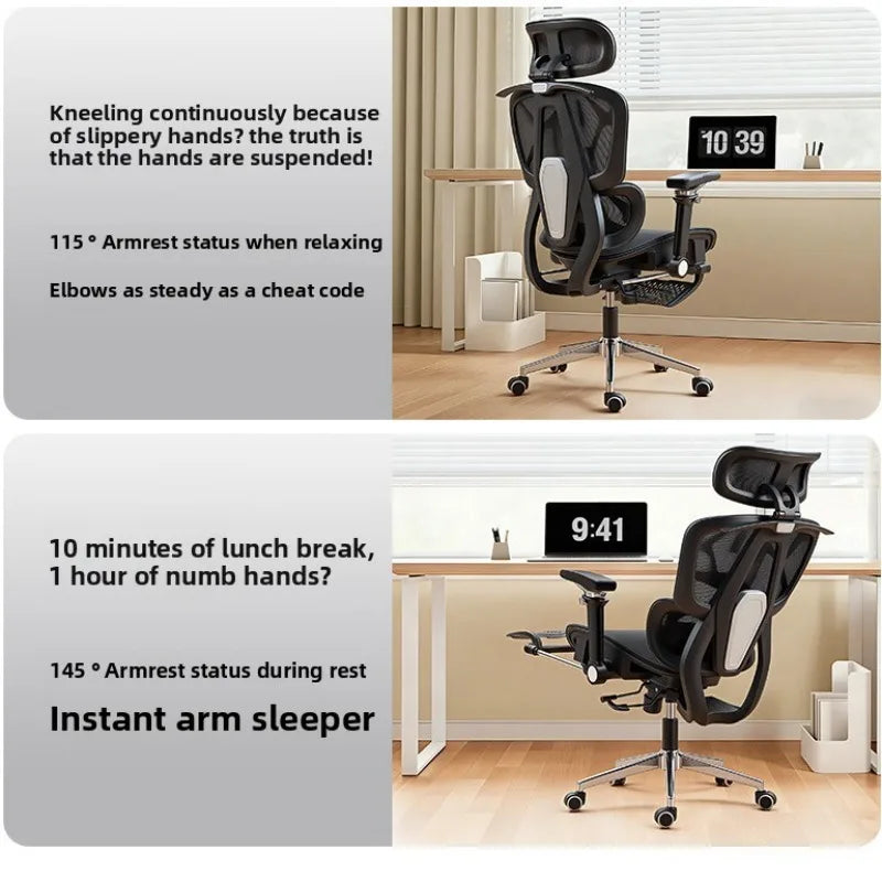 Tragbarer minimalistischer ergonomischer Stuhl mit 10D-Armlehne, Computerstuhl, Bürostuhl, Lernstuhl, Gaming-Stuhl, stabil und langlebig