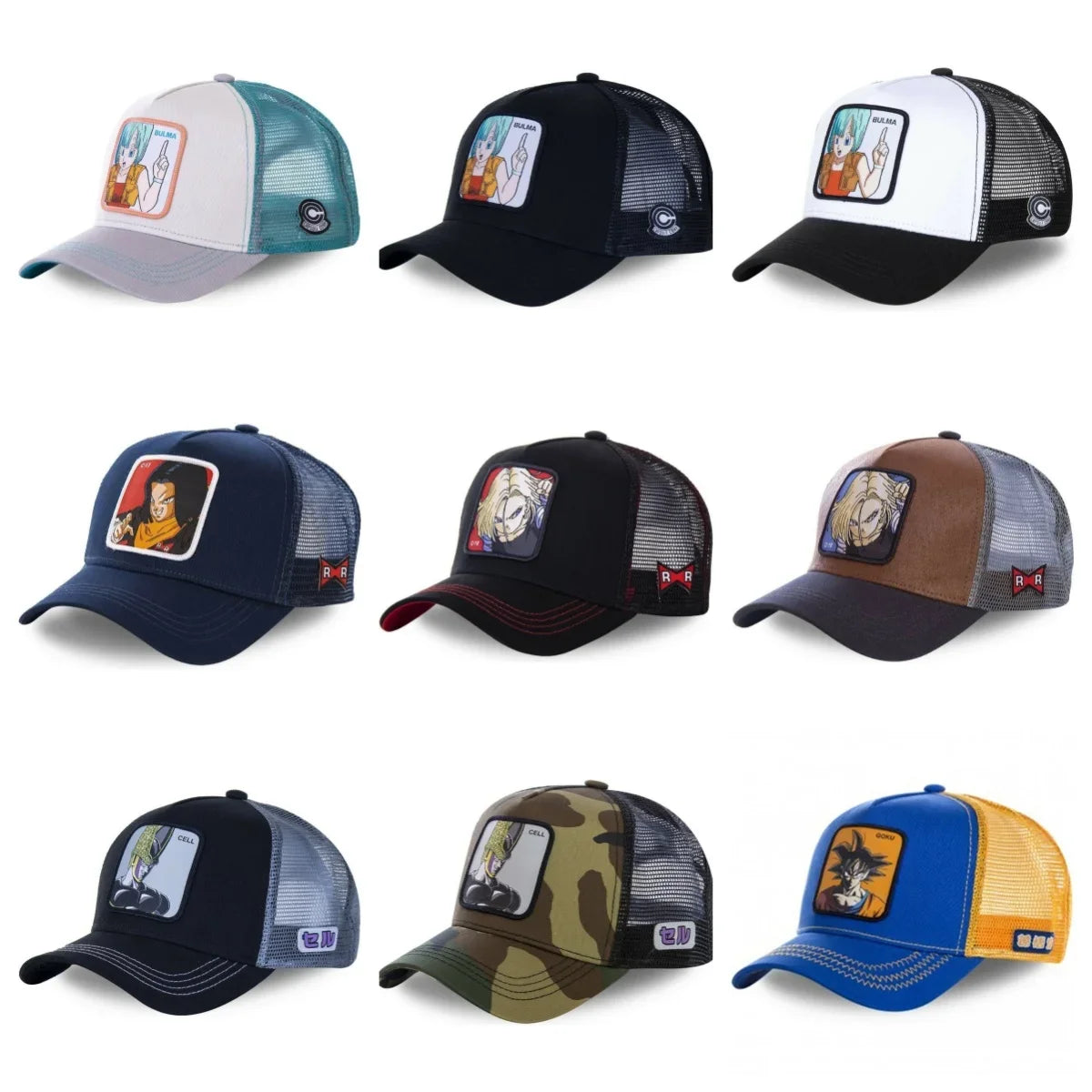 Cappellino Dragon Ball Son Goku da viaggio estivo con visiera, da uomo, ricamato, stile hip-hop, visiera parasole, cappellino trucker regolabile in rete