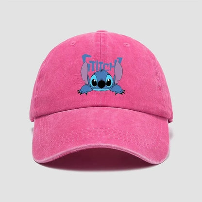 Stitch Casual Hat Kawaii Cartoon Anime Figure Baseball Caps Breathable Snapback Sun Hats Adjustable Peaked Cap Unisex Kids Gifts