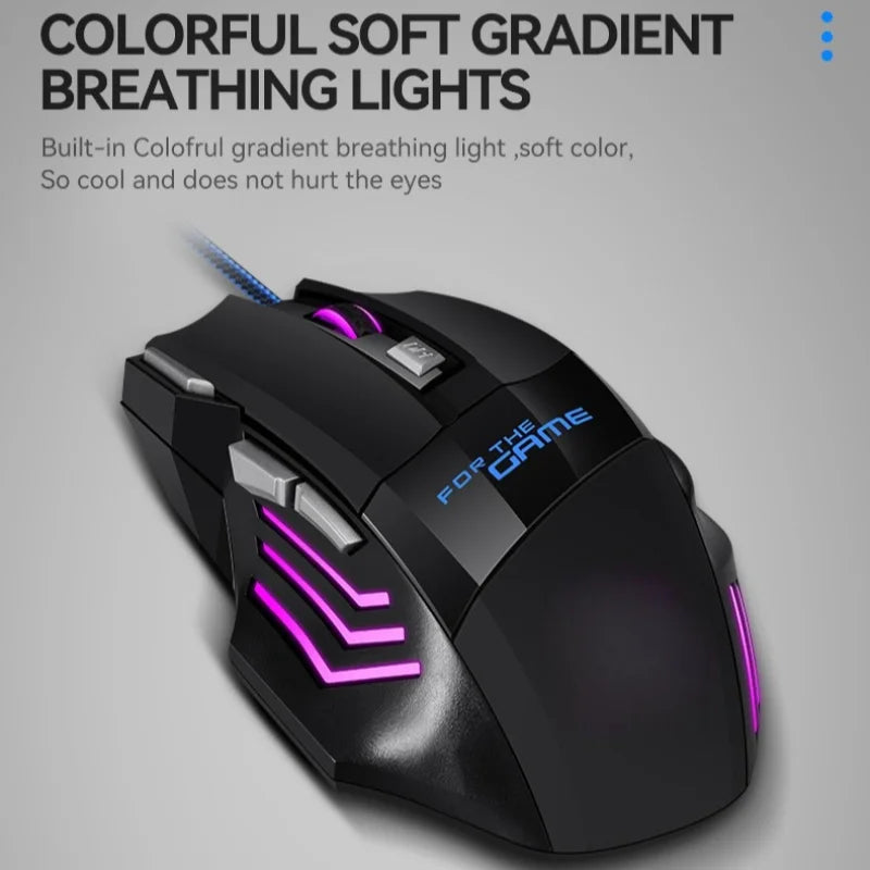 G6 USB žični gaming miš sa 7 tipki, kotačićem za pomicanje, podesivim optičkim senzorom 5500DPI i ergonomskim e-sports dizajnom za laptop, PC i Xiaomi