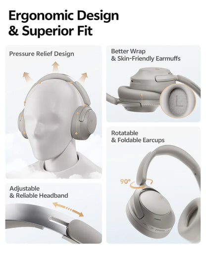 Cuffie over-ear QCY H3S ANC Bluetooth 6.0 – Hi-Res LDAC Spatial Audio, cancellazione adattiva del rumore -56dB, headset wireless