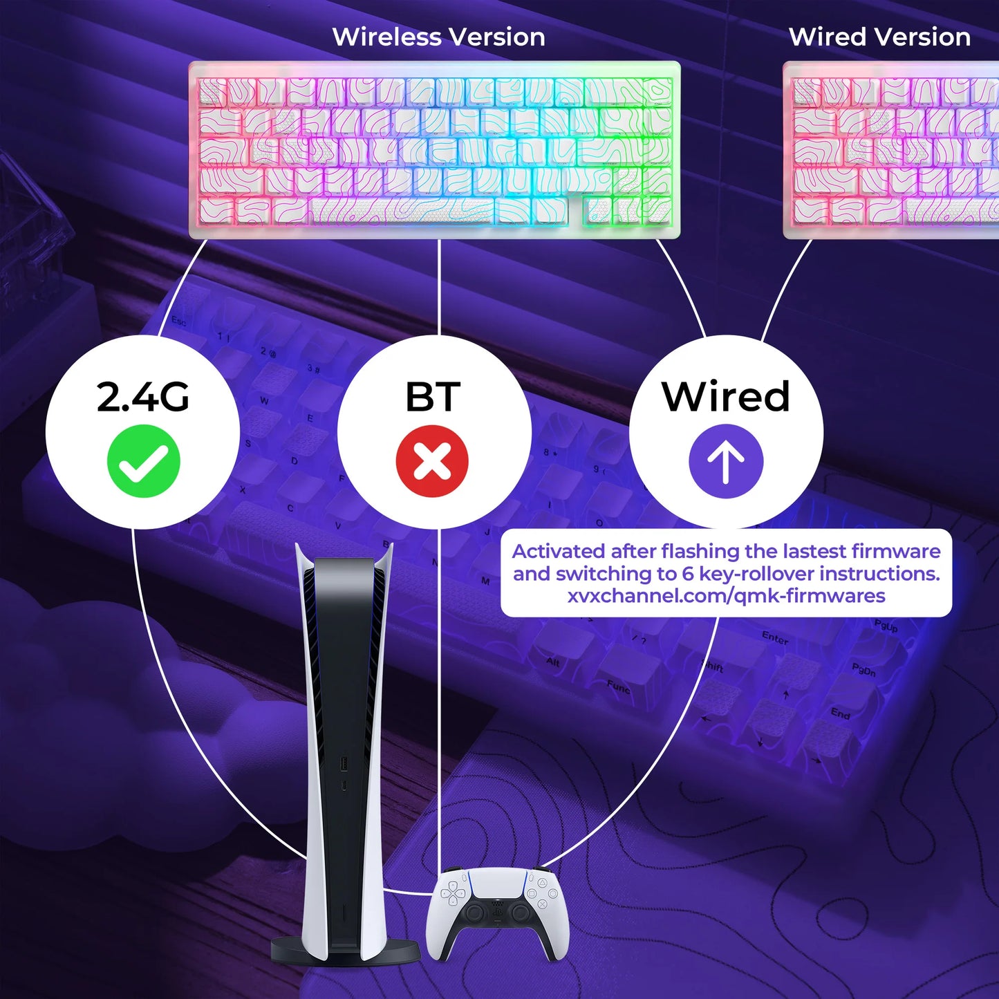 XVX M67 JadeStone mechanische Tastatur mit IMD-Tech-Tastenkappen, Hot-Swap-fähig, Gasket-Mount, Tri-Mode, individuell anpassbares RGB, kabellose Tastatur 65%