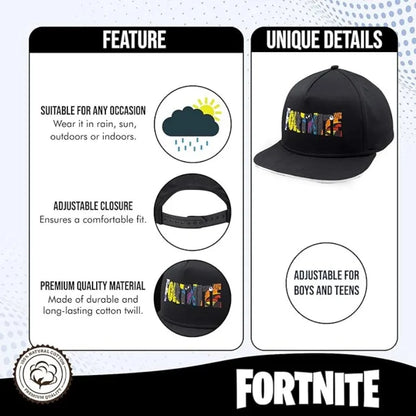 Fortnite Game Cap, Cartoon Black Hat for Adults, Outdoor Travel Adjustable Sun Baseball Sports Cap