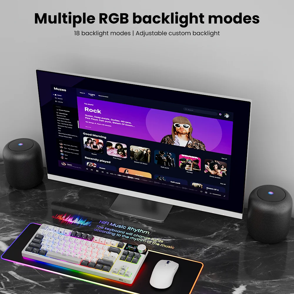 RK ROYAL KLUDGE S85 TFT Color Screen Mechanical Keyboard Tri Mode Wireless 85 Keycaps Hot-Swappable Gamer Keyboard RGB Backlit