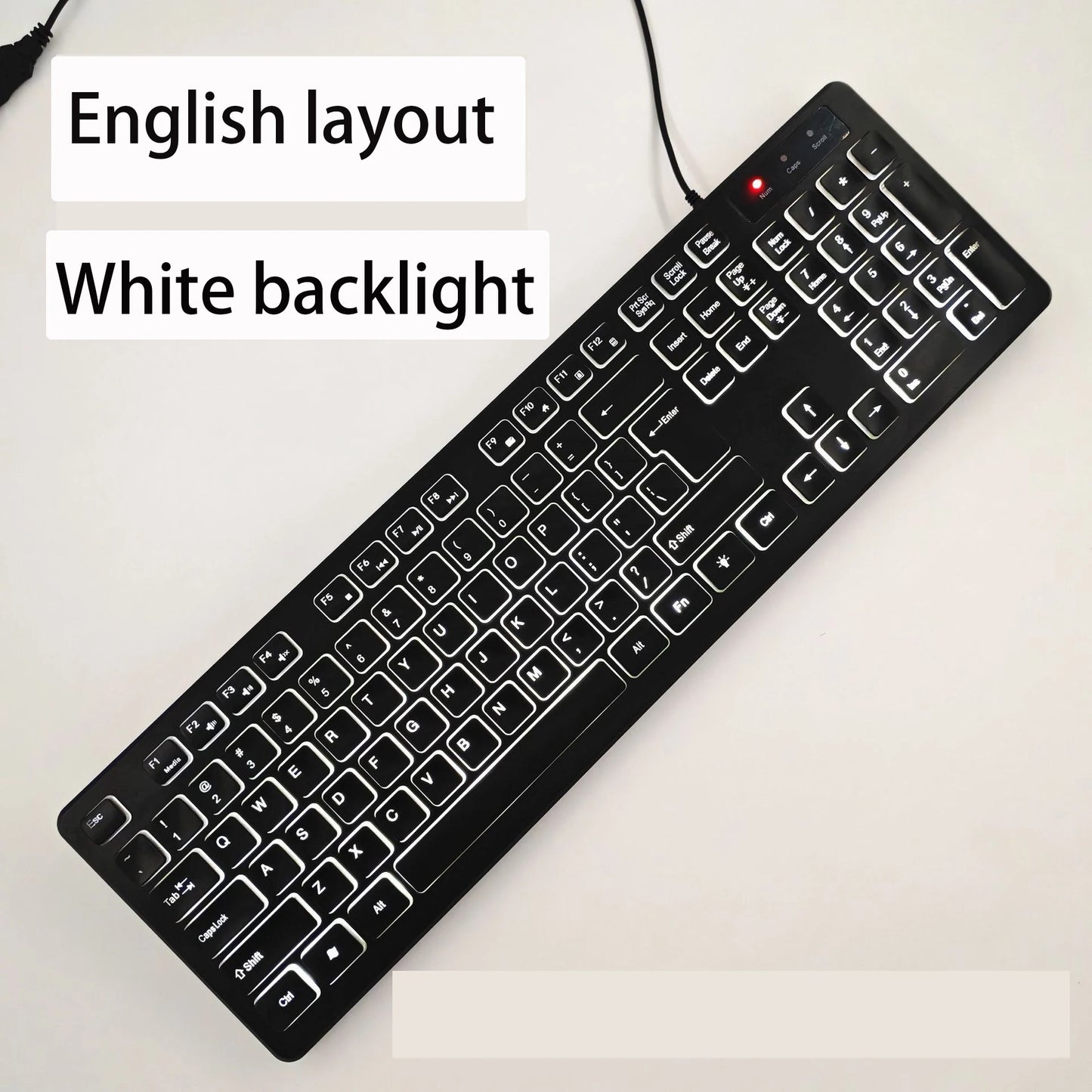 Teclado gaming de secretária com fios e retroiluminado, layout de teclado espanhol/francês (AZERTY)/russo/árabe/alemão, para computador de secretária e escritório