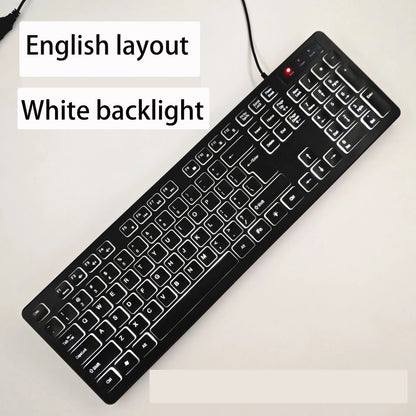 Teclado gaming de secretária com fios e retroiluminado, layout de teclado espanhol/francês (AZERTY)/russo/árabe/alemão, para computador de secretária e escritório
