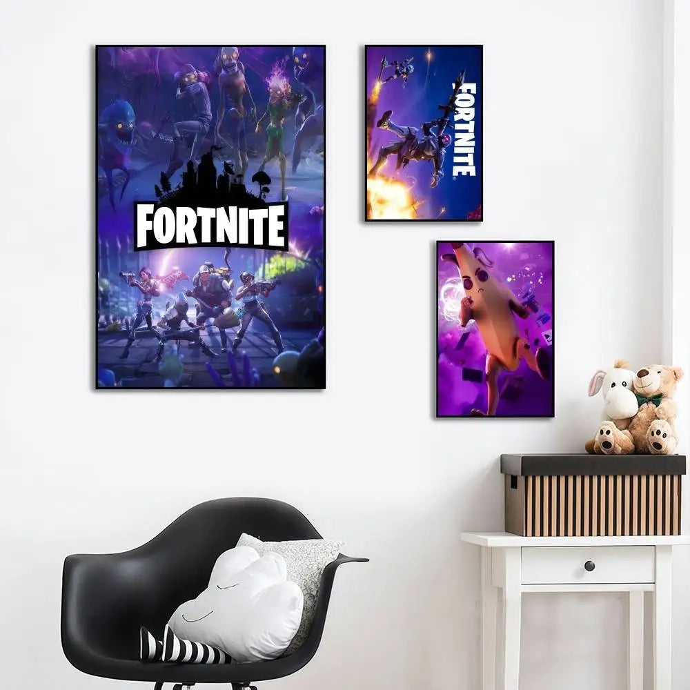 Αφίσα-αυτοκόλλητο cool F-FORTNITE υψηλής ευκρίνειας, ιδανική για αναβάθμιση των τοίχων στο σπίτι και στο δωμάτιο, διαθέσιμη σε ποικιλία στυλ.