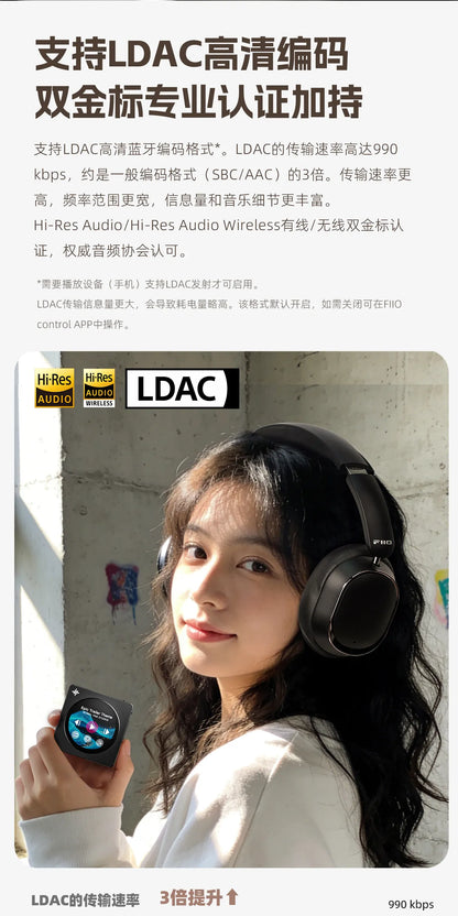 FiiO EH13 Kabellose Bluetooth-ANC-Over-Ear-Kopfhörer – HiFi-LDAC-Gaming-Headset mit Geräuschunterdrückung, tiefem Bass & langer Akkulaufzeit