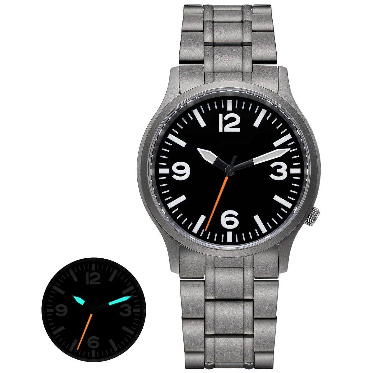 BERNY Full Titanium Watches for Men Super Luminous Sapphire Sports Field Quartz Men's Watch VH31 Wristwatch 5ATM Easy Read