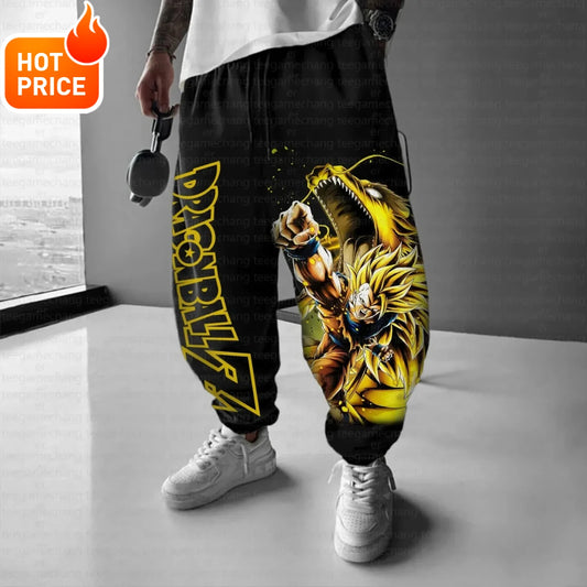 Son Goku Anime Dragon Ball Harajuku vinterbukser i bomuld til mænd Super Saiyan streetwear afslappede sweatpants med manchetter til kvinder unisex Y2K