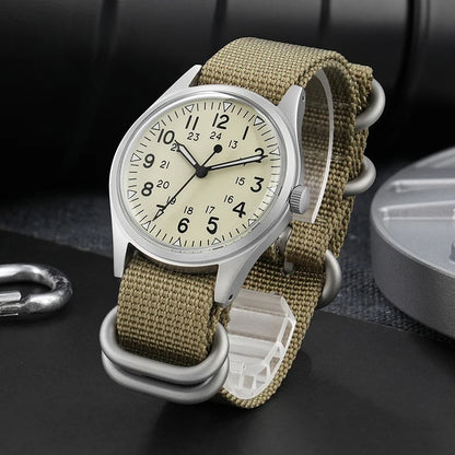 Militado ML07 Quartz Watch VH31 Movement Sapphire Crystal Military Watch 100m Waterproof High Clear AR Coating Luminous Watch