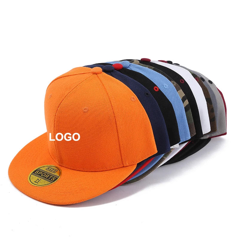 Custom Print Embroidery Logo Flat-brimmed baseball cap Unisex Outdoor Hat Hip Hop Dad Hat Gorras Hombre Street Snapback Hat