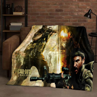 HD Classic Gun Game Call of Duty COD Ghost Simon Flannel Blanket,Ultra Soft Warm Plush Throw for Home Bedroom Bed Sofa Cover Kid