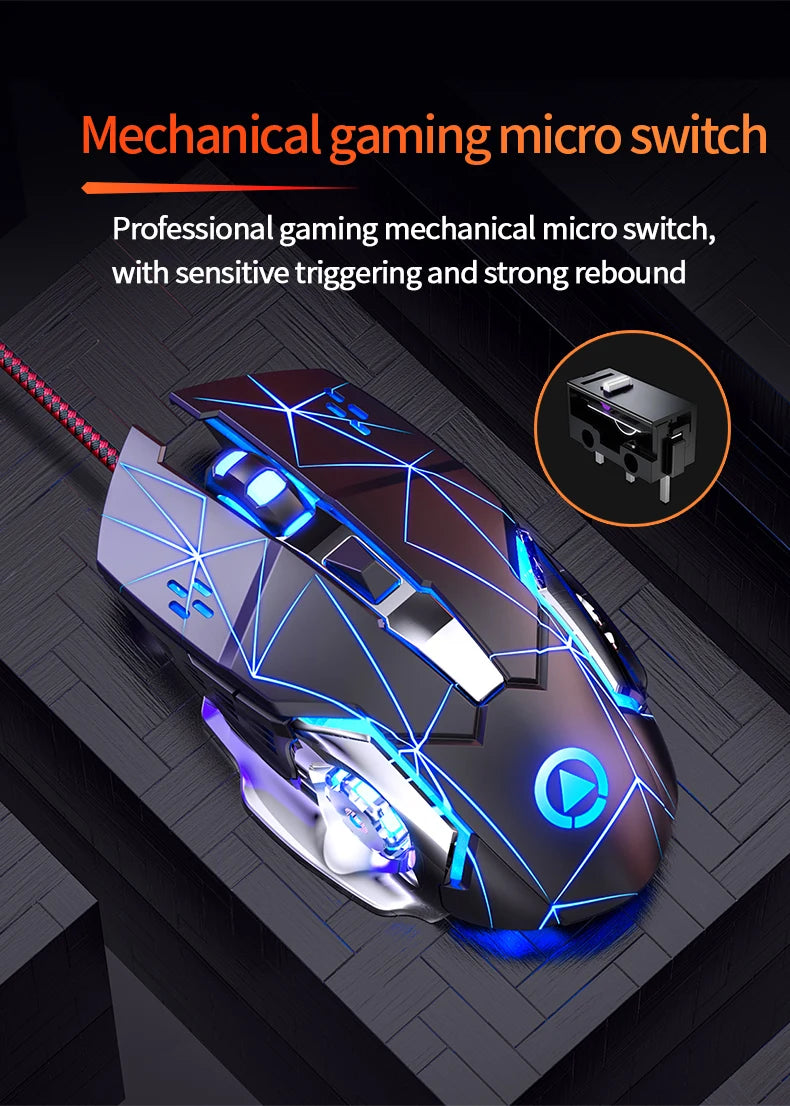 USB Wired Gaming Mouse 6 Button Backlit Ergonomic Mice DPI Adjustable Optical Mice for PC Gamer Computer Desktop
