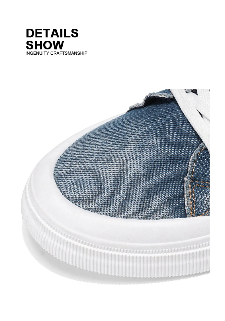 Personalized Spring and Autumn New Men's Shoes, Korean Style Fashionable Large Size Low-Top Casual Shoes, Denim Single Shoes, Versatile Sneakers