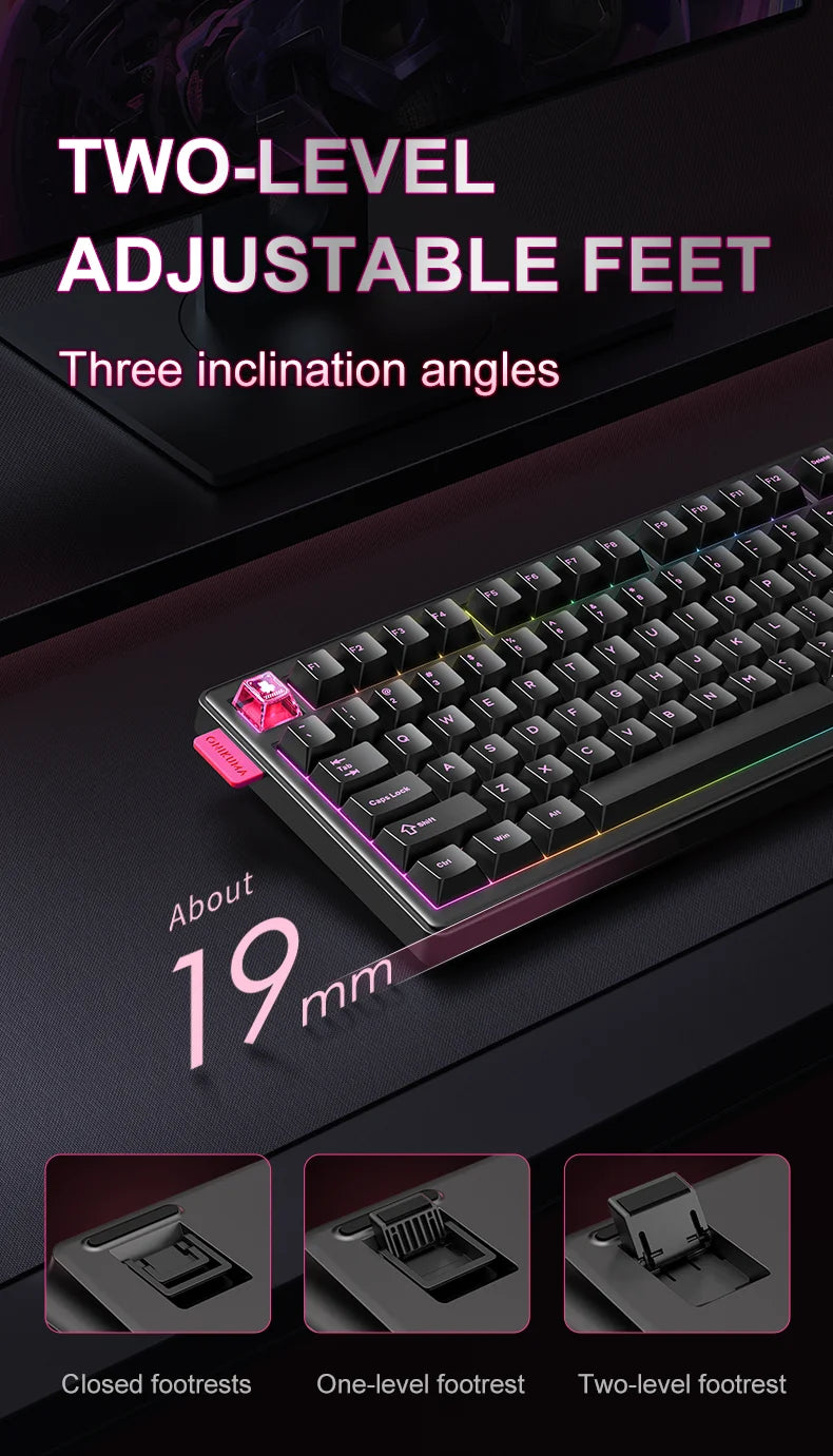 Onikuma 2025 New Mt706 RGB Gaming Mechanical Keyboard 2.4g/ Wired/Bt, 81-Key PBT RGB Gaming Keyboard