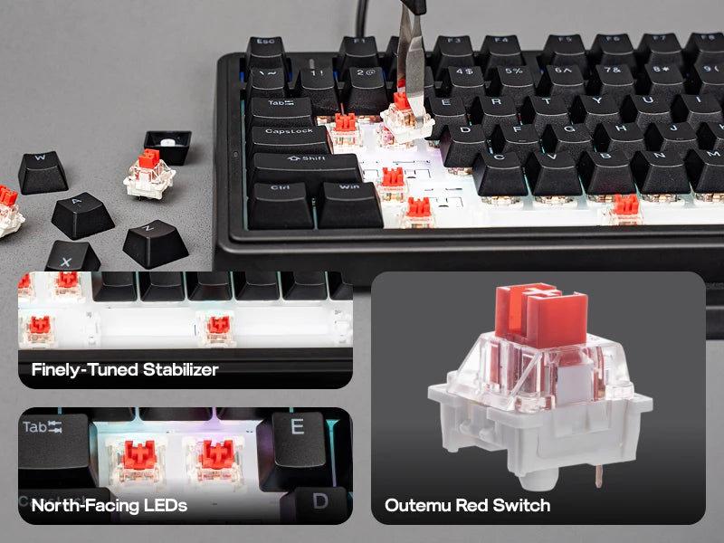 Teclado mecânico EPOMAKER x AULA F75 com fio, 75%, layout ANSI US, gasket, hot-swap, para Mac/WIN/Android, com botão rotativo
