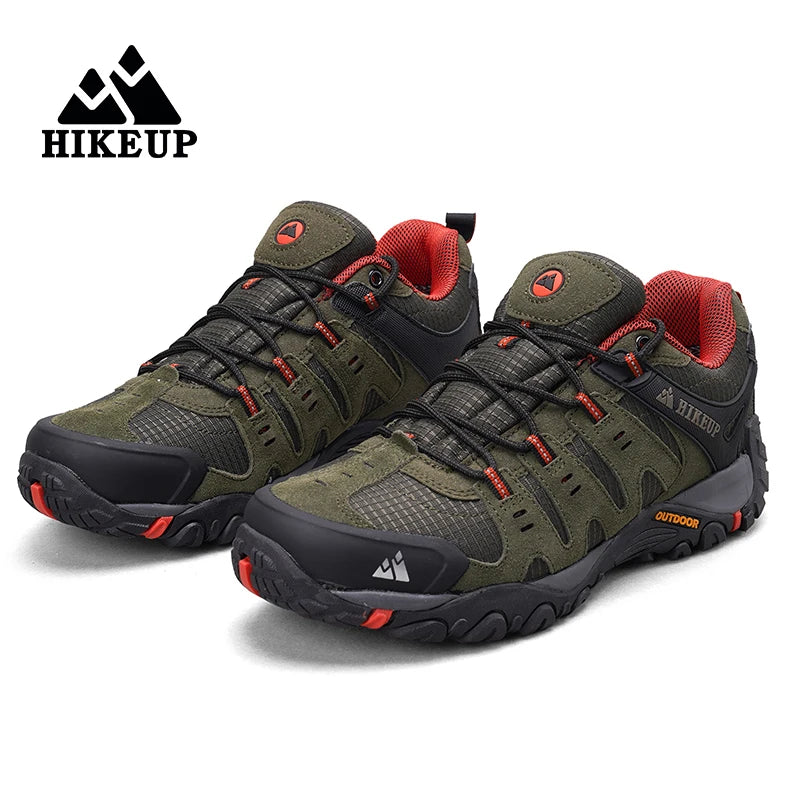 HIKEUP Мъжки туристически обувки от велурена кожа, устойчиви на износване outdoor обувки за трекинг, разходки, лов и тактически маратонки