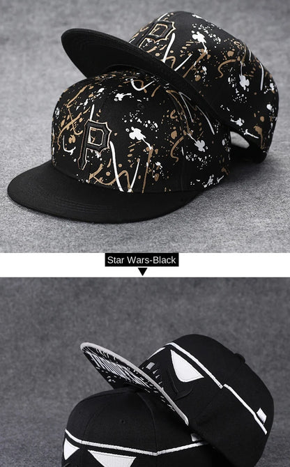 Baseballcap mit flachem Schirm, Buchstabenstickerei für Herren, vielseitig kombinierbar, Damen-Sommer-Hip-Hop-Hut, Outdoor-Sonnenschutz, verstellbare Schirmmütze