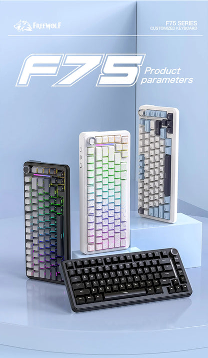 F75 Mechanical Keyboard FREEWOLF * AULA F75 Bluetooth Three-mode Keyboard, Dedicated for Gaming and Office Use