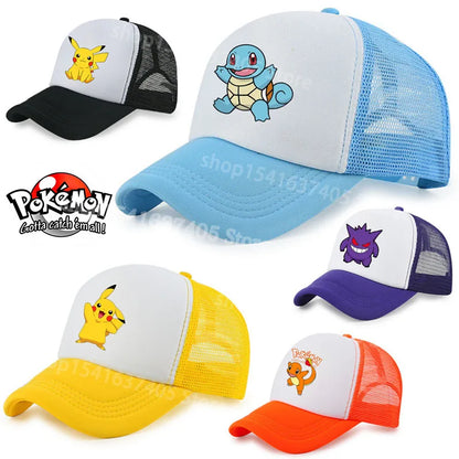 Baseball Cap Adjustable for Pokemon Hip Hop Breathable Mesh Hats Cute Cartoon Anime Outdoor Sport Shade Caps Gifts
