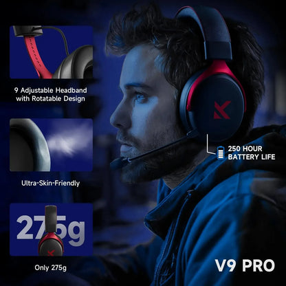 MCHOSE V9 Pro Gaming Wireless Headset 7.1 Surround Sound Headphones Noise Canceling Mic Low Latency Lightweight for PS5 PC SWITCH
