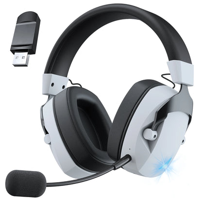 Kabelloses Gaming-Headset mit abnehmbarem Mikrofon mit Geräuschunterdrückung – 2.4G Wireless, Bluetooth 5.3 & kabelgebundene 3.5mm-Gaming-Kopfhörer für PS5, PC, Xbox, Mobilgeräte