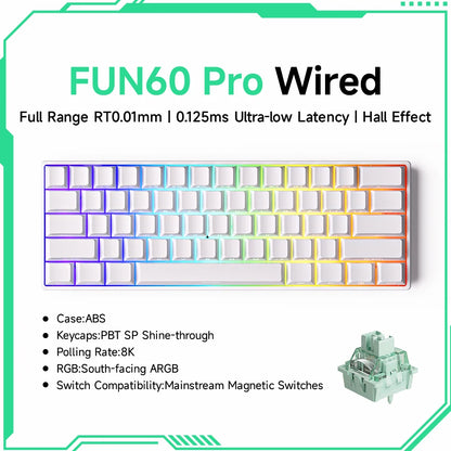 MONSGEEK FUN60 PRO&MAX HE Mechanical Keyboard Magnetic Switch 60% Wireless Gaming Keyboard Rapid Trigger 8K ARGB Custom Keyboard