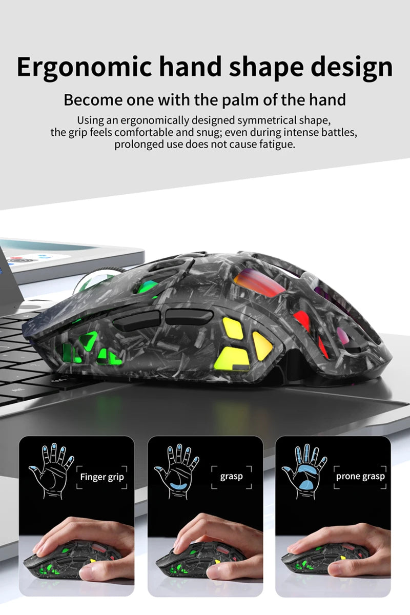 Mouse da gaming leggero Lenovo Tri-Mode con dock di ricarica RGB 12000DPI 2.4G/Bluetooth/cablato mouse ergonomico per PC laptop