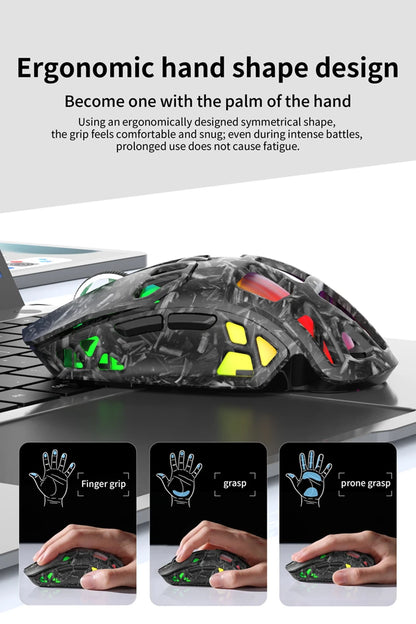 Mouse da gaming leggero Lenovo Tri-Mode con dock di ricarica RGB 12000DPI 2.4G/Bluetooth/cablato mouse ergonomico per PC laptop