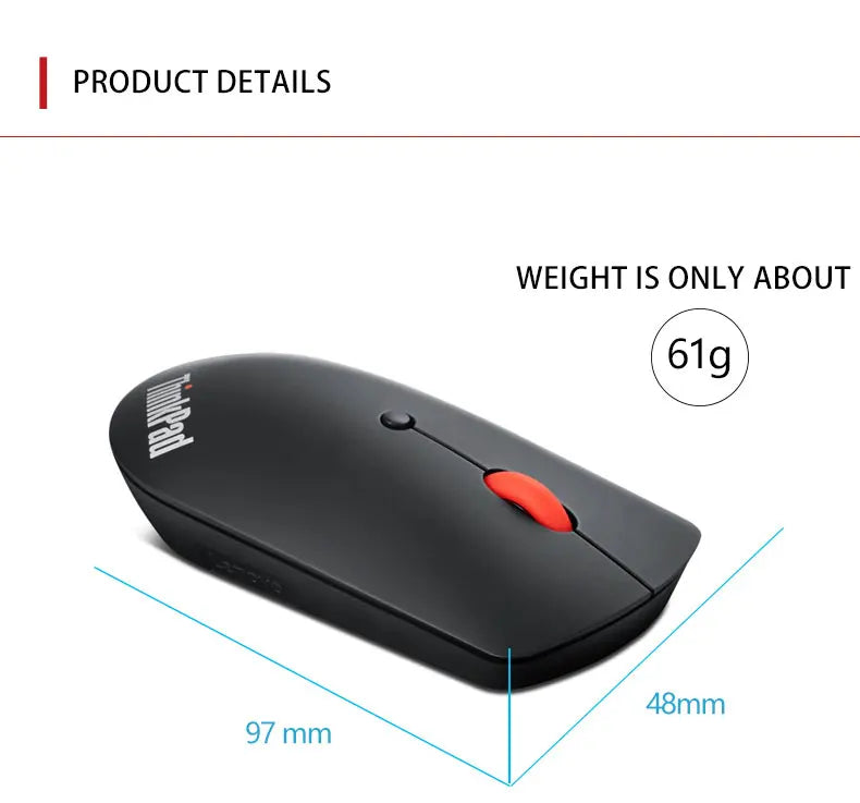 Lenovo ThinkPad Wireless Mouse 4Y50X88822 Dual Bluetooth Office Mouse Laser Mouse Black Ergonomic Laptop Mouse