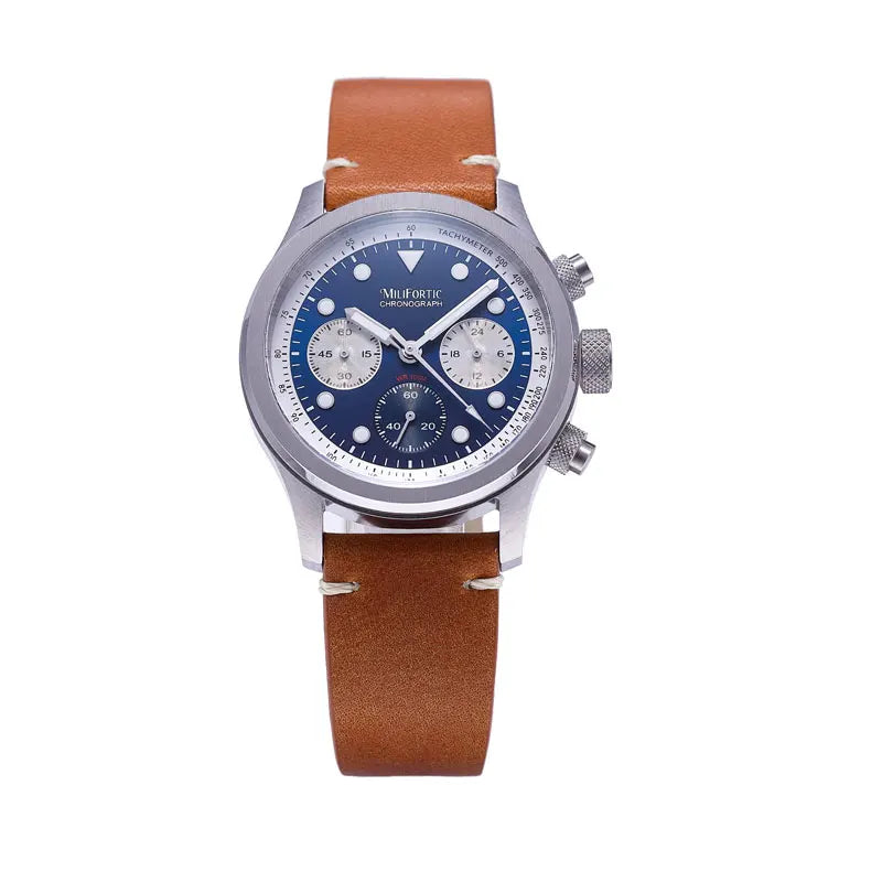 Milifortic 39MM Fashion Chronograph Watch Man R086 Retro C3 Luminous Stainless Steel Waterproof 100M VK63 Quartz Watches For Man