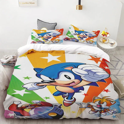 New Duvet Cover Sonic 3D Exquisite Cartoon Anime Digital Printing Bedding Set Comforter Bed Youth Home Decor Children Kids Boys