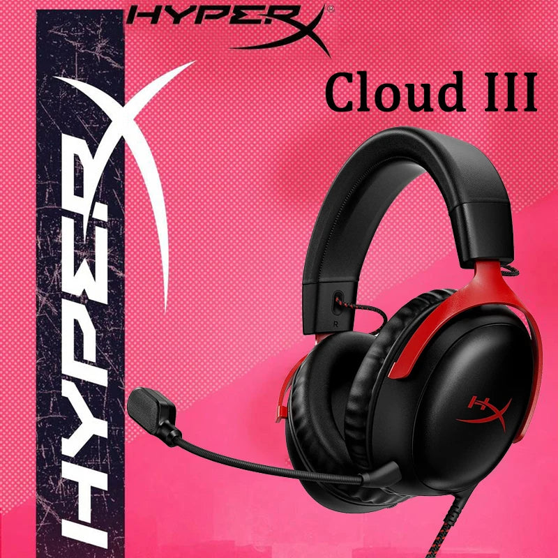 HyperX Cloud III kabelgebundenes Gaming-Headset mit DTS X Spatial Audio, 53mm-Treibern, geräuschunterdrückendem Mikrofon – USB- & 3.5mm-Gaming-Kopfhörer für PC, PS5, Xbox, Switch