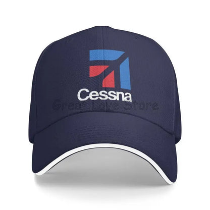 Custom Cessna Logo Print Sandwich Baseball Cap Retro Men Hip Hop Bucket Hats Summer Outdoor Sun Protection Snapback Cap Golf Hat