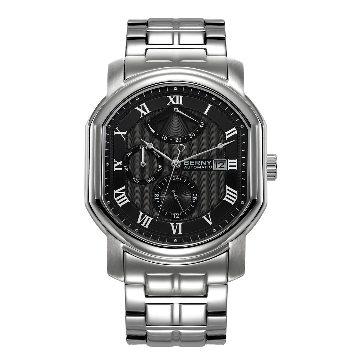 BERNY Men's Mechanical Watch, Top Accuracy, Automatic Wristwatch, Luxury Male Clock, Sapphire, Self-Winding, Waterproof