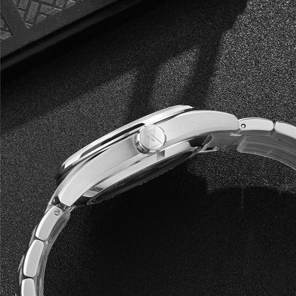 Cronos Men's Watch 39mm Automatic Wristwatch White Dial Solid Links Sapphire 10 ATM L6037M