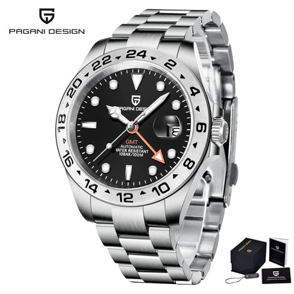 Relógio de mergulho masculino Pagani Design 2026 novo, 42mm, safira, mecânico automático GMT, impermeável 100m PD1682