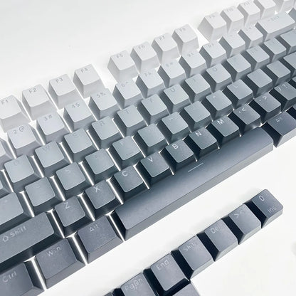 Teclas Gamer RGB retroiluminadas em degradé para teclado mecânico com switch MX, perfil OEM, PBT, branco e azul, layout ISO, teclas DIY