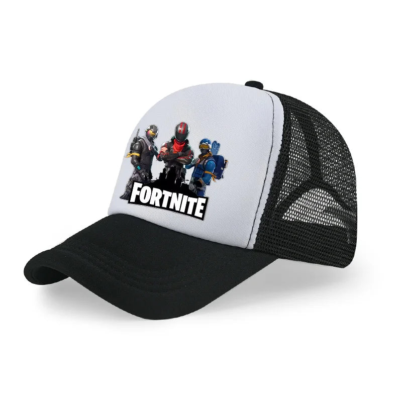 Dětská letní kšiltovka Fortnite s potiskem ve stylu kreslené hry, prodyšná síťovina, nastavitelná čepice s kšiltem, dárek k narozeninám pro děti