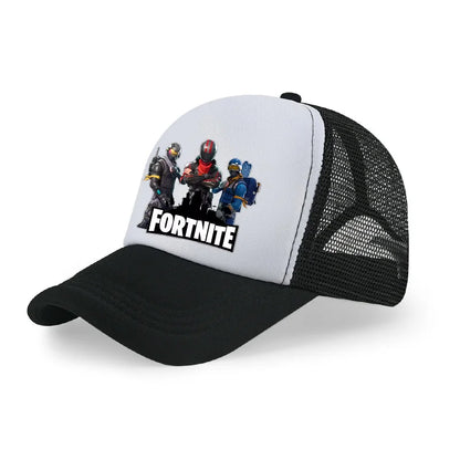 Dětská letní kšiltovka Fortnite s potiskem ve stylu kreslené hry, prodyšná síťovina, nastavitelná čepice s kšiltem, dárek k narozeninám pro děti