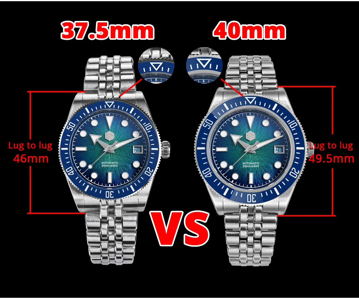 San Martin 40mm Luxus-Taucheruhr für Herren, Miyota 9015, Sunburst-Emaille-Zifferblatt, automatische mechanische Armbanduhr, wasserdicht bis 200m, SN0148