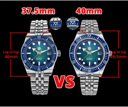 San Martin 40mm Luxus-Taucheruhr für Herren, Miyota 9015, Sunburst-Emaille-Zifferblatt, automatische mechanische Armbanduhr, wasserdicht bis 200m, SN0148