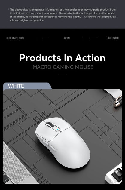 ATTACK SHARK X3 Wireless Gaming Mouse, Tri-Mode Bluetooth Gaming Mouse with PAW3395 Sensor, 26,000 DPI, 4K Polling Rate, RGB Gaming Mouse