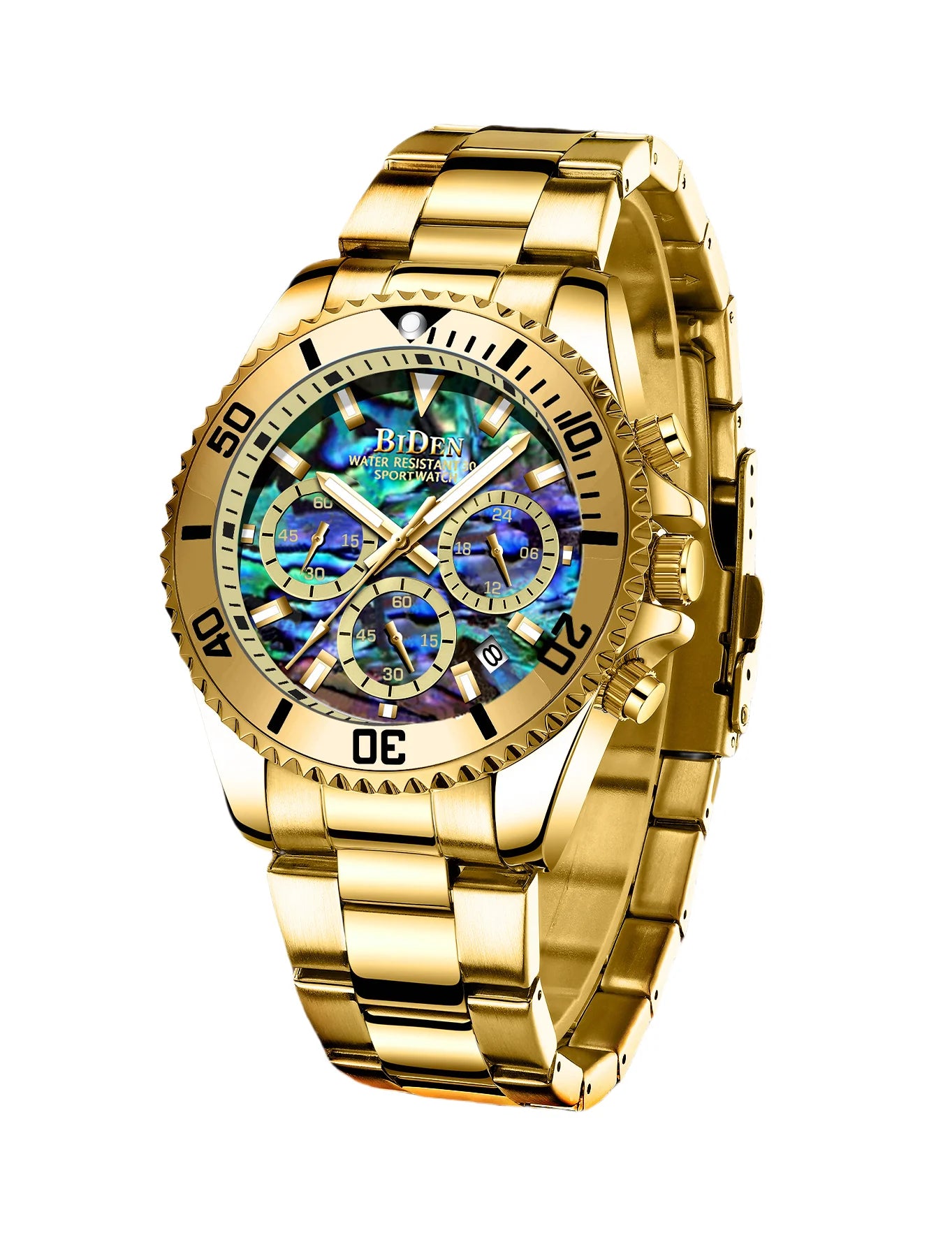 BIDEN Multi functional men's quartz watch luxury waterproof night light business style diving series casual fashion watch