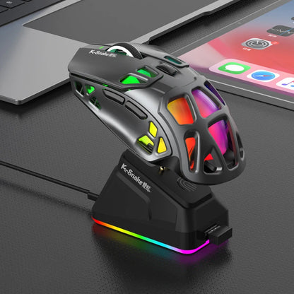 Mouse da gaming leggero Lenovo Tri-Mode con dock di ricarica RGB 12000DPI 2.4G/Bluetooth/cablato mouse ergonomico per PC laptop