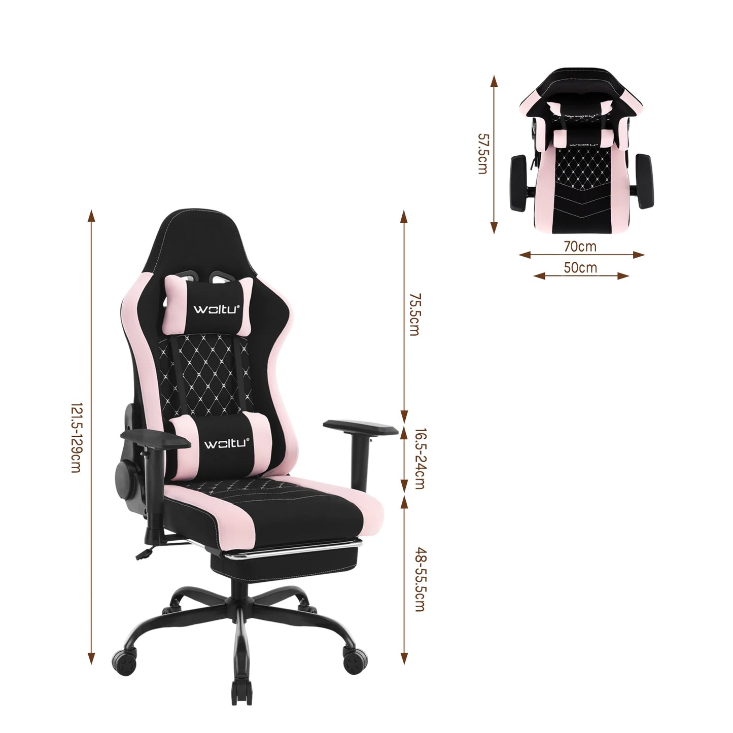 WOLTU Massage Gaming Chair Ergonomic Adjustable Height Office Armchair with Headrest Footrest Swivel Chair Mesh Computer Chair